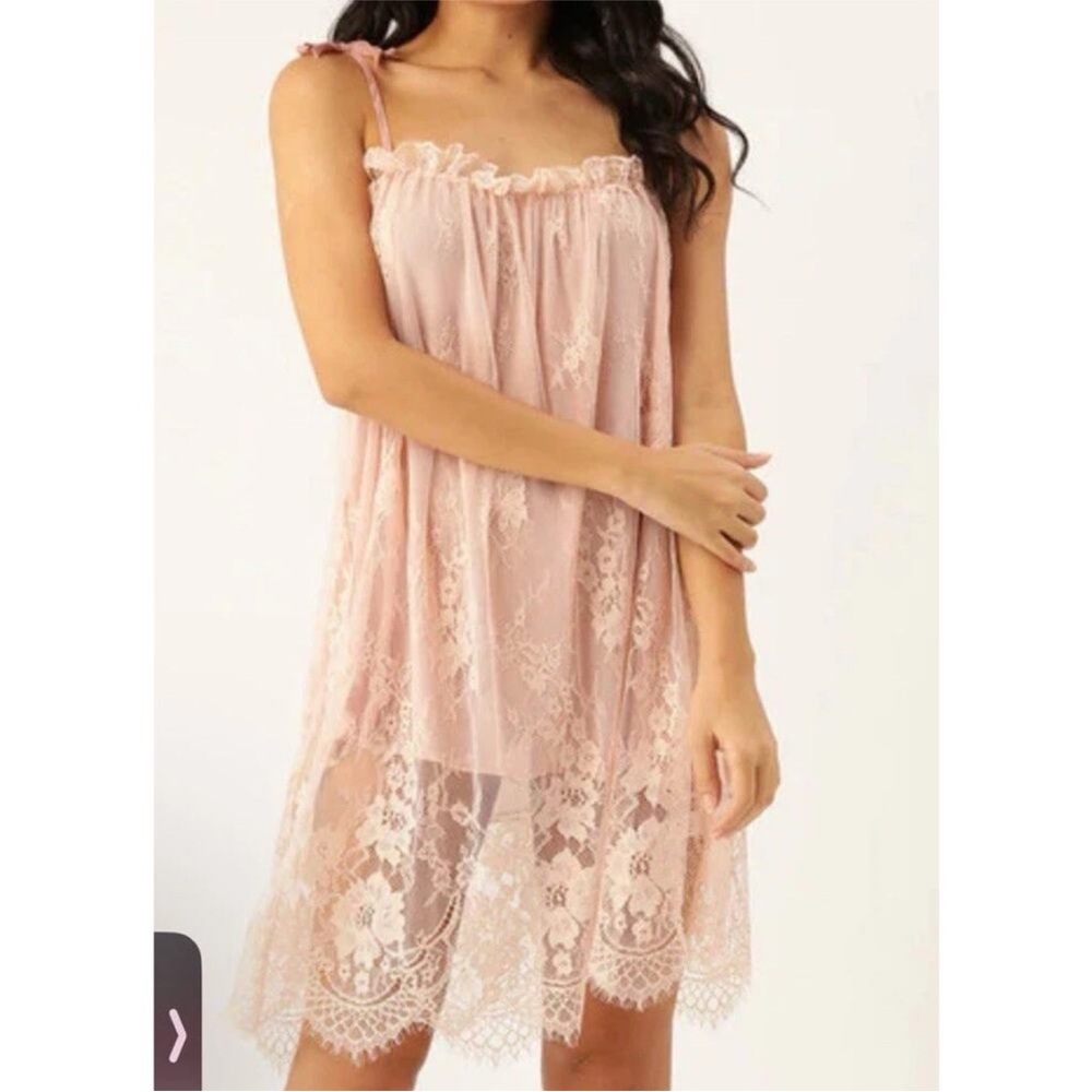 Slip Dress with Lace Overlay